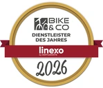 Goldenes Siegel für "Dienstleister des Jahres" von Bike & Co mit dem Jahr 2026.