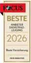 Auszeichnung für beste Anbieter im Dienstrad-Leasing 2026 von FOCUS.